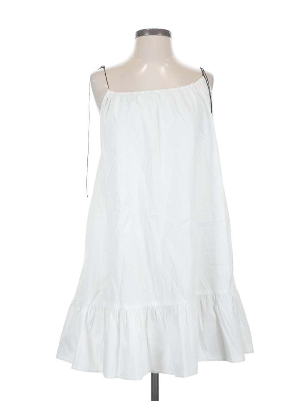 Mango White Mini Sundress with Ruffle Hem
